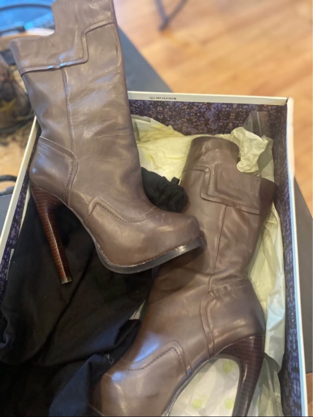 Brown leather boots